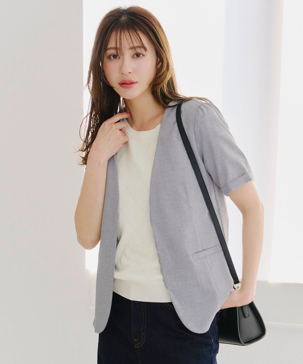 Tiaclasse 【洗える】ダイヤ柄編みサマーニットトップス 