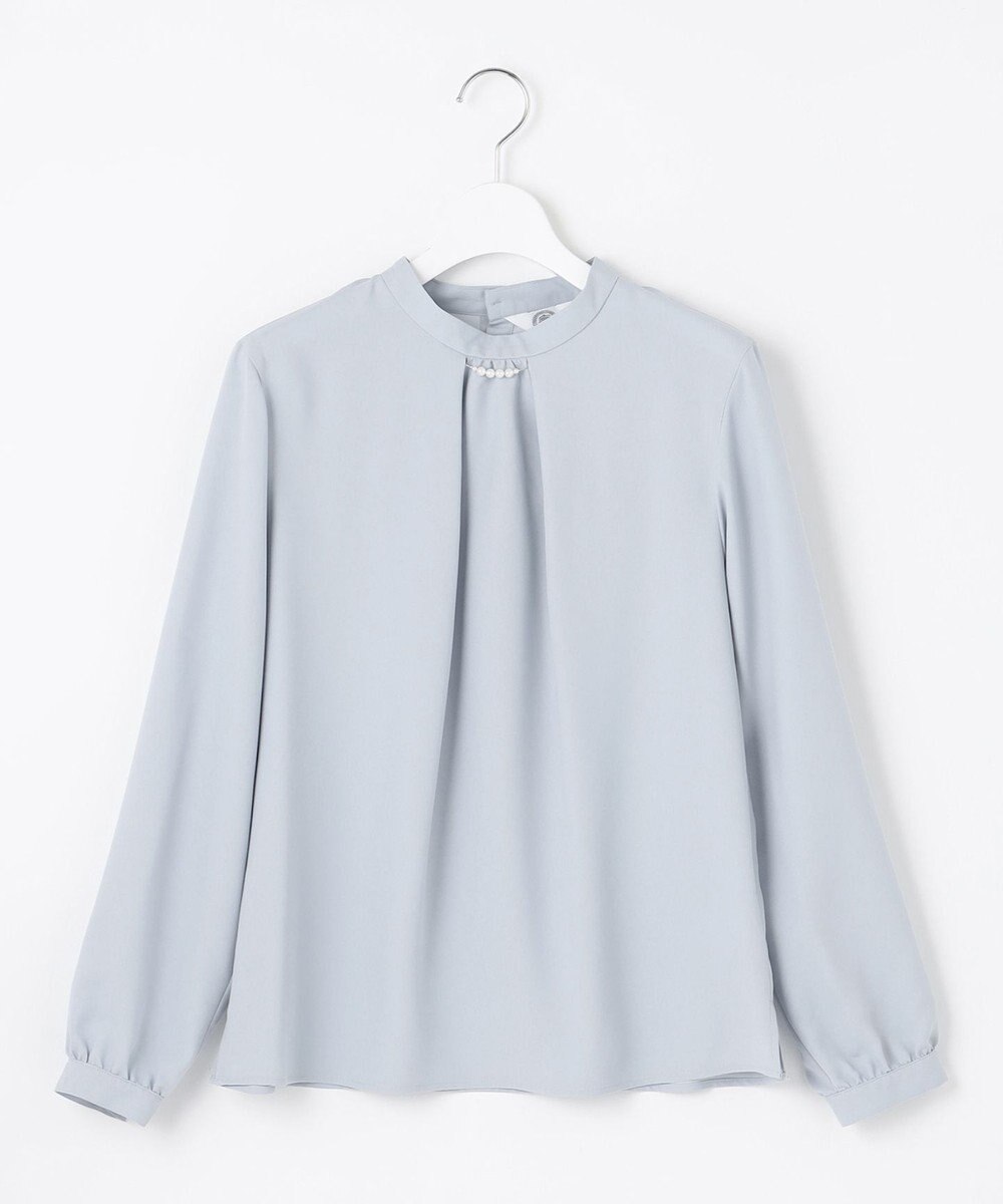 J.PRESS LADIES L 【洗える】ヌーディスバックサテン スタンドカラー ブラウス 