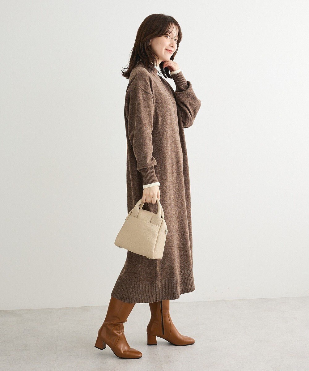 Green Parks 配色リラックスモールニットワンピース 