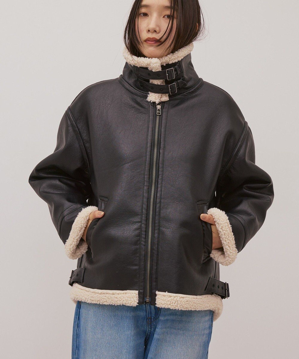 AMERICAN HOLIC ボアフェイクレザーブルゾン 