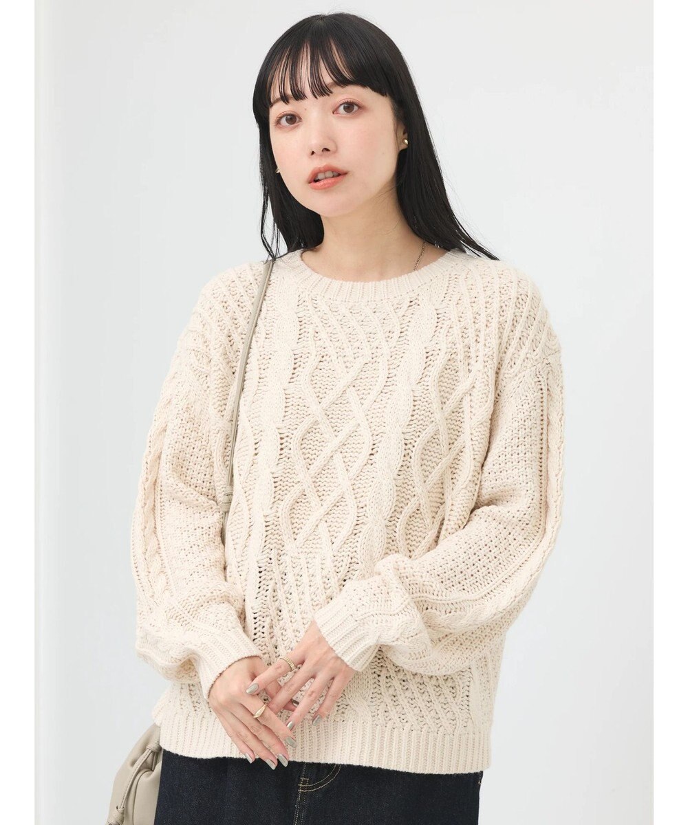 earth music&ecology ウォッシャブルケーブルプルオーバー 