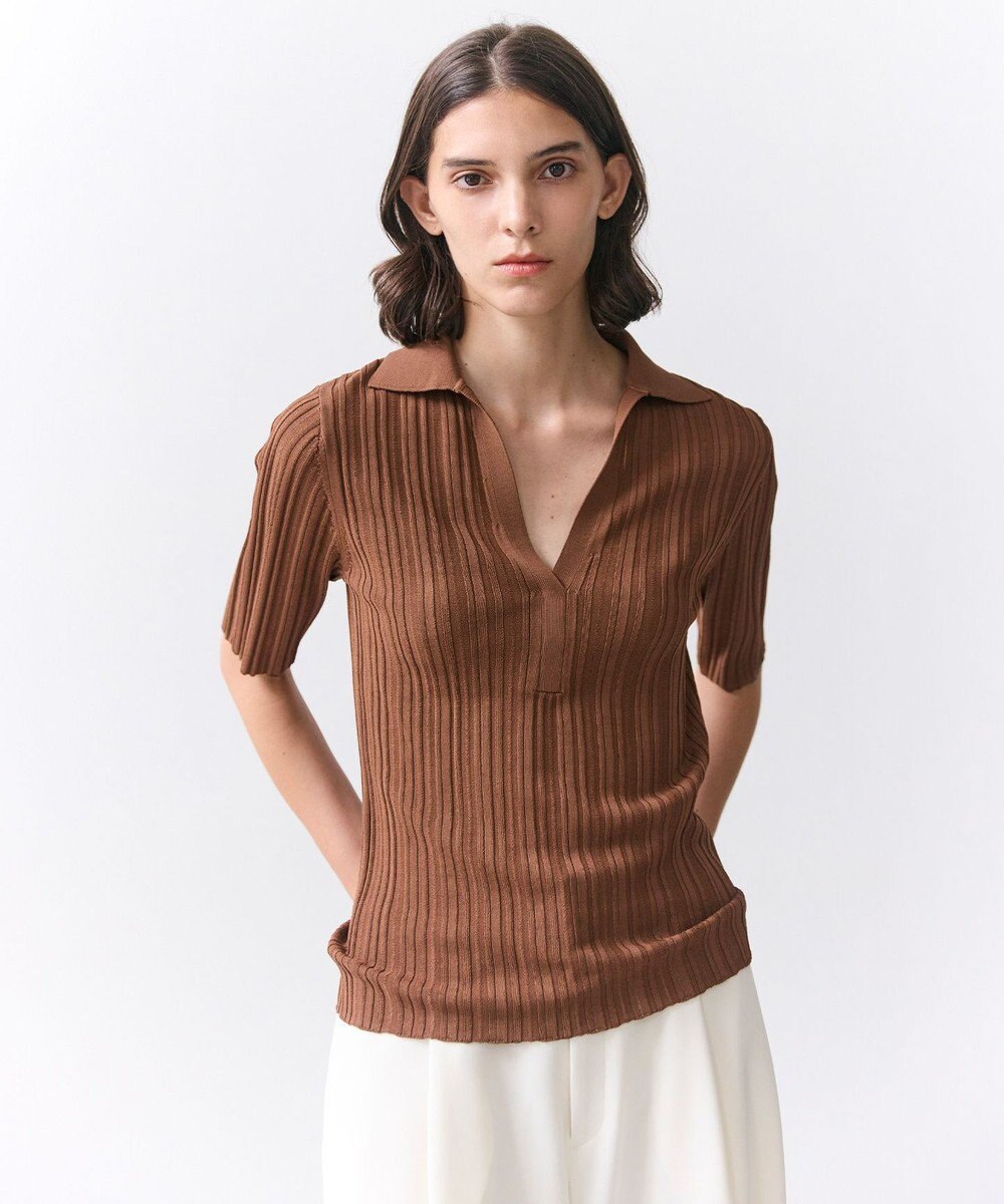 BEIGE， LABRADO / ランダムリブ スキッパーニット 