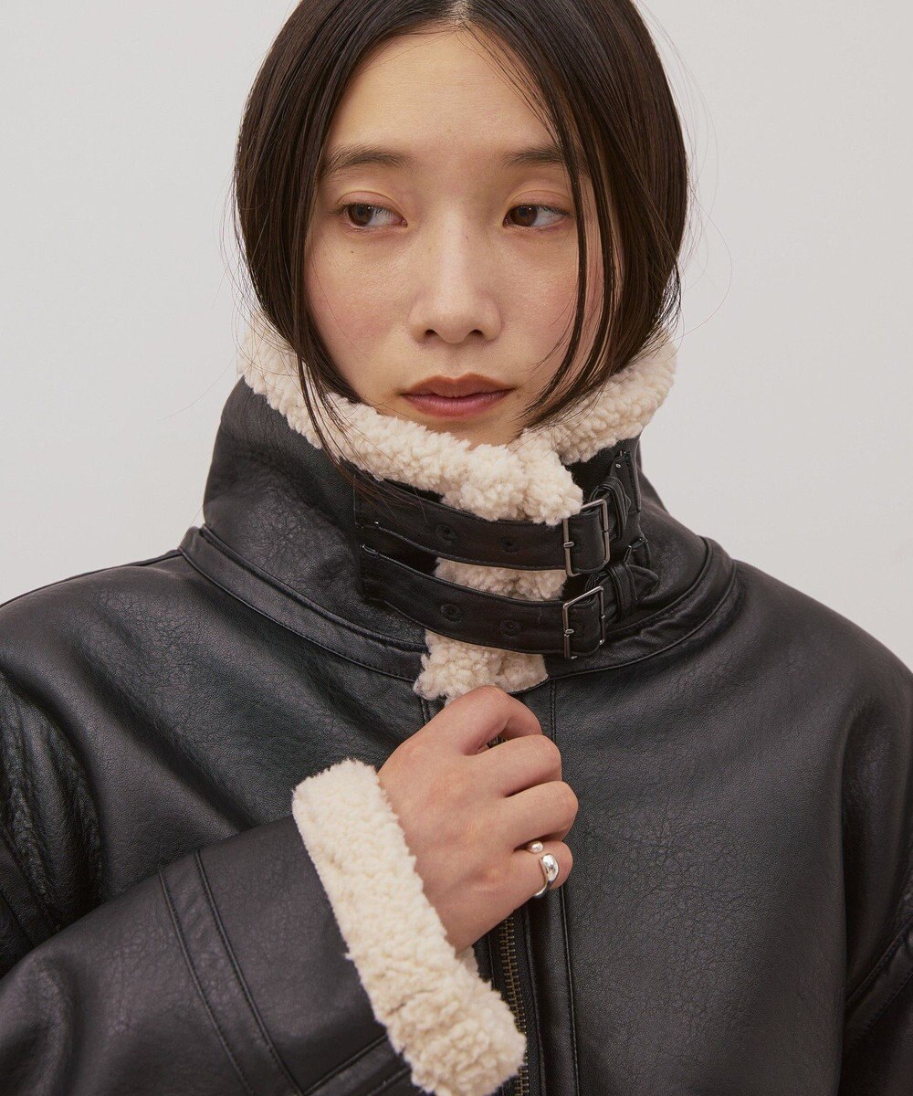 AMERICAN HOLIC ボアフェイクレザーブルゾン 