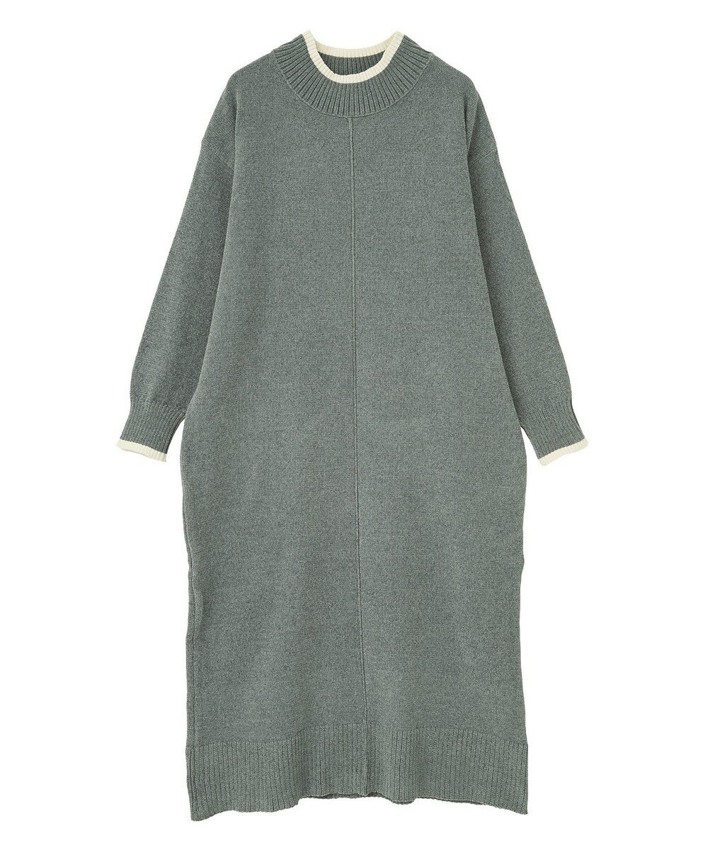 Green Parks 配色リラックスモールニットワンピース 