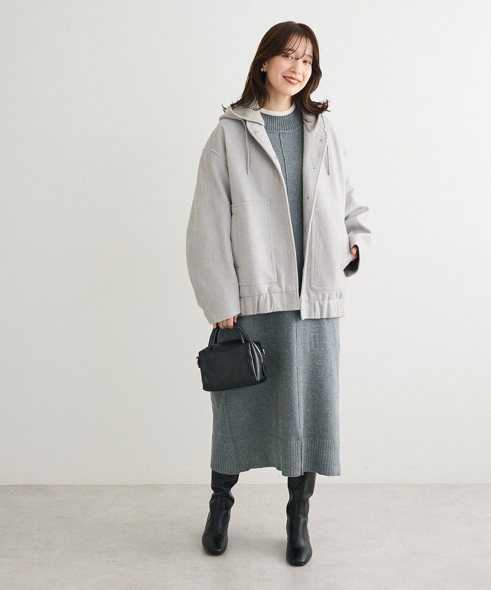 Green Parks 配色リラックスモールニットワンピース 