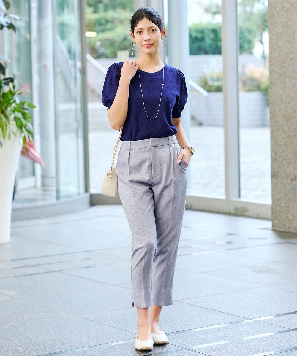 Tiaclasse 【洗える】ダイヤ柄編みサマーニットトップス 