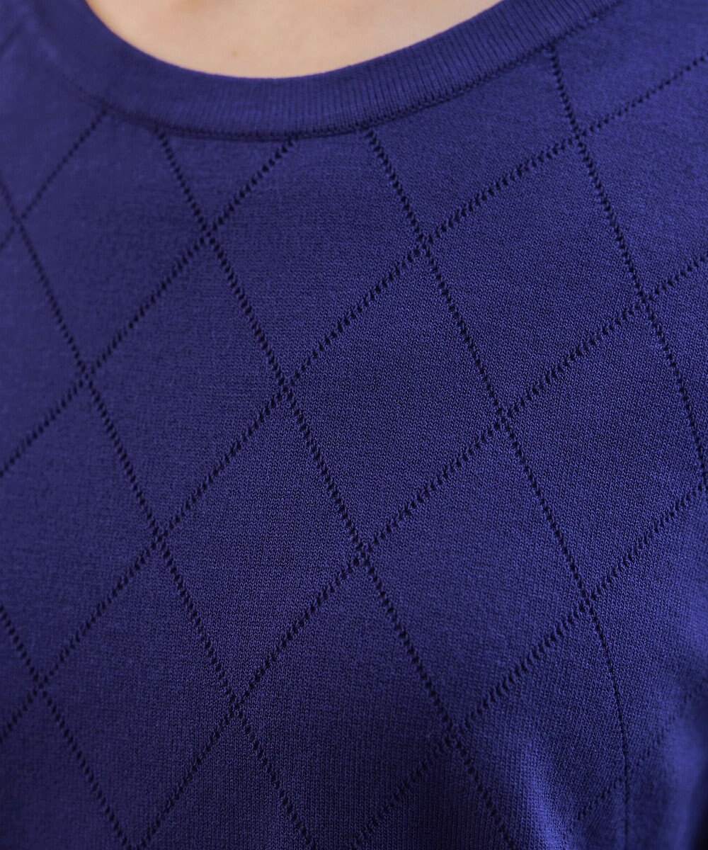 Tiaclasse 【洗える】ダイヤ柄編みサマーニットトップス 