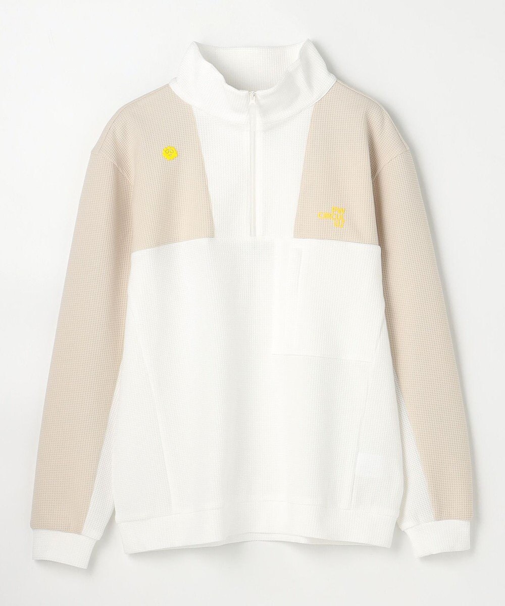 PW CIRCULUS 今が旬トップス！【ドライな肌触り / UV遮蔽率98.9% UVカット / ストレッチ】【MEN】ワッフルハーフジップトップス  ゴルフ 