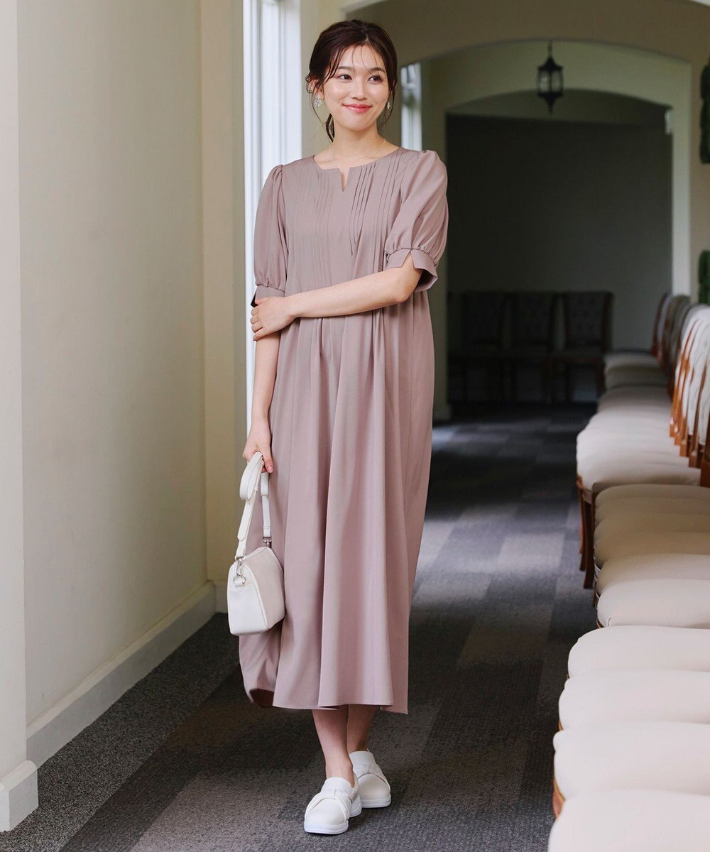 Tiaclasse 【洗える】ボリュームパフスリーブピンタックワンピース 