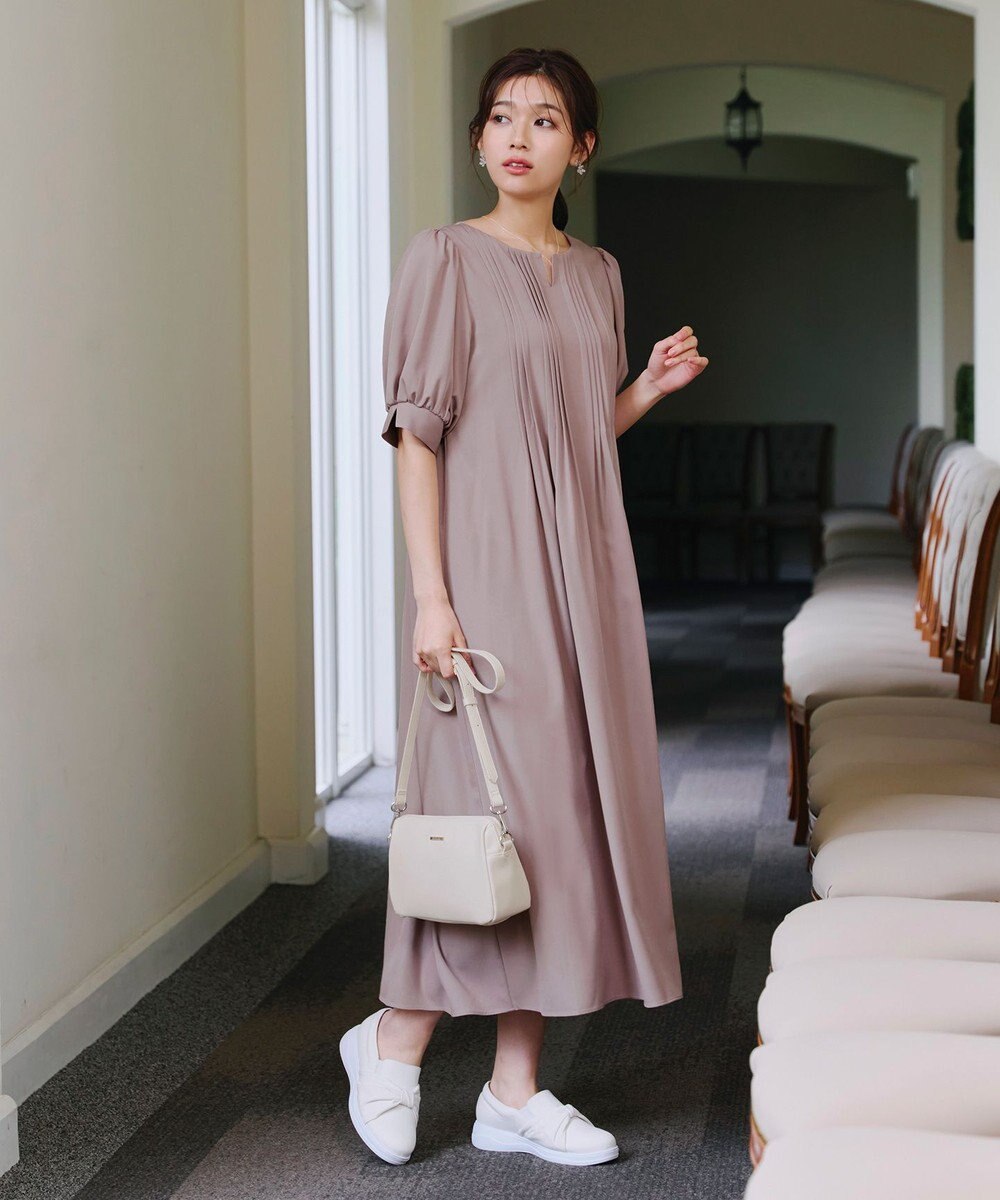 Tiaclasse 【洗える】ボリュームパフスリーブピンタックワンピース 