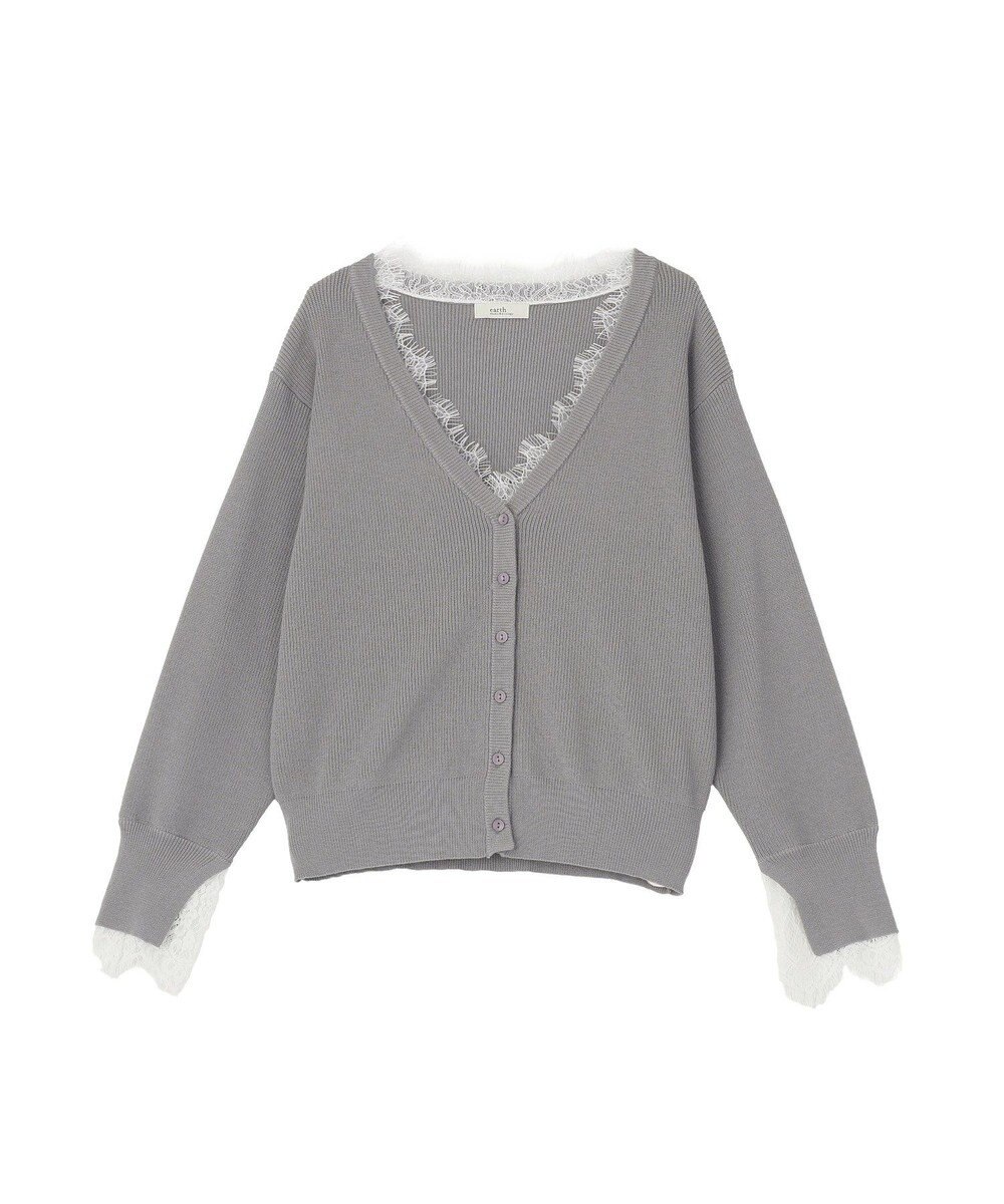 earth music&ecology レーストリムカーディガン 