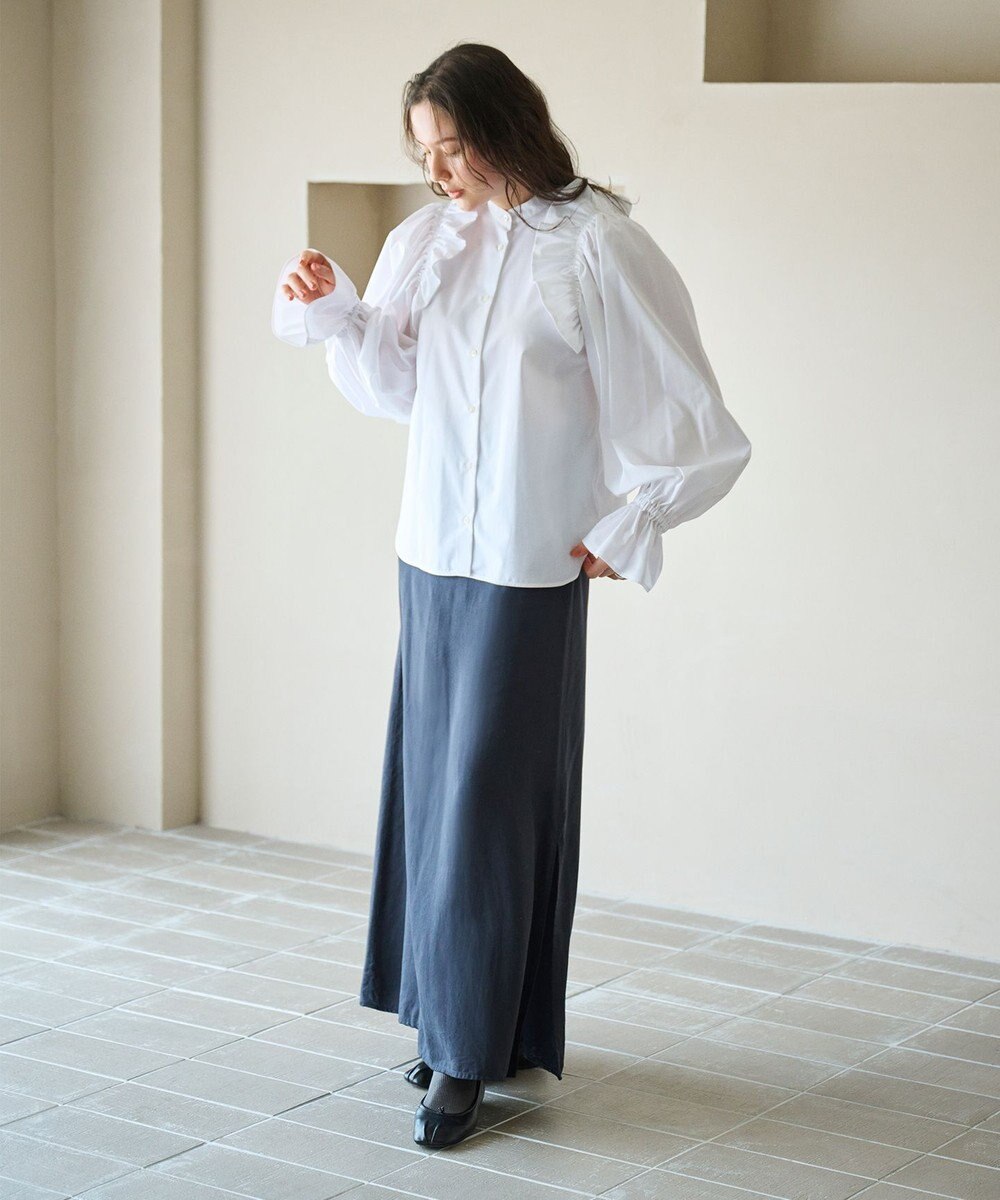 #Newans 【洗濯機可能/シワになりにくい】〈春名亜美さんコラボ〉ショルダーフリルブラウス 