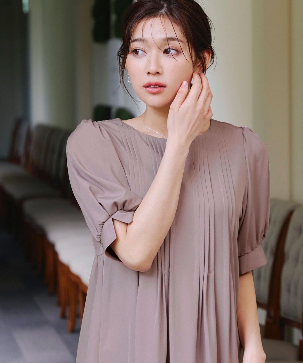 Tiaclasse 【洗える】ボリュームパフスリーブピンタックワンピース 