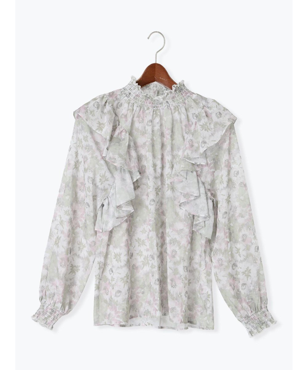 Te chichi フラワーパターンシアーフリルブラウス 
