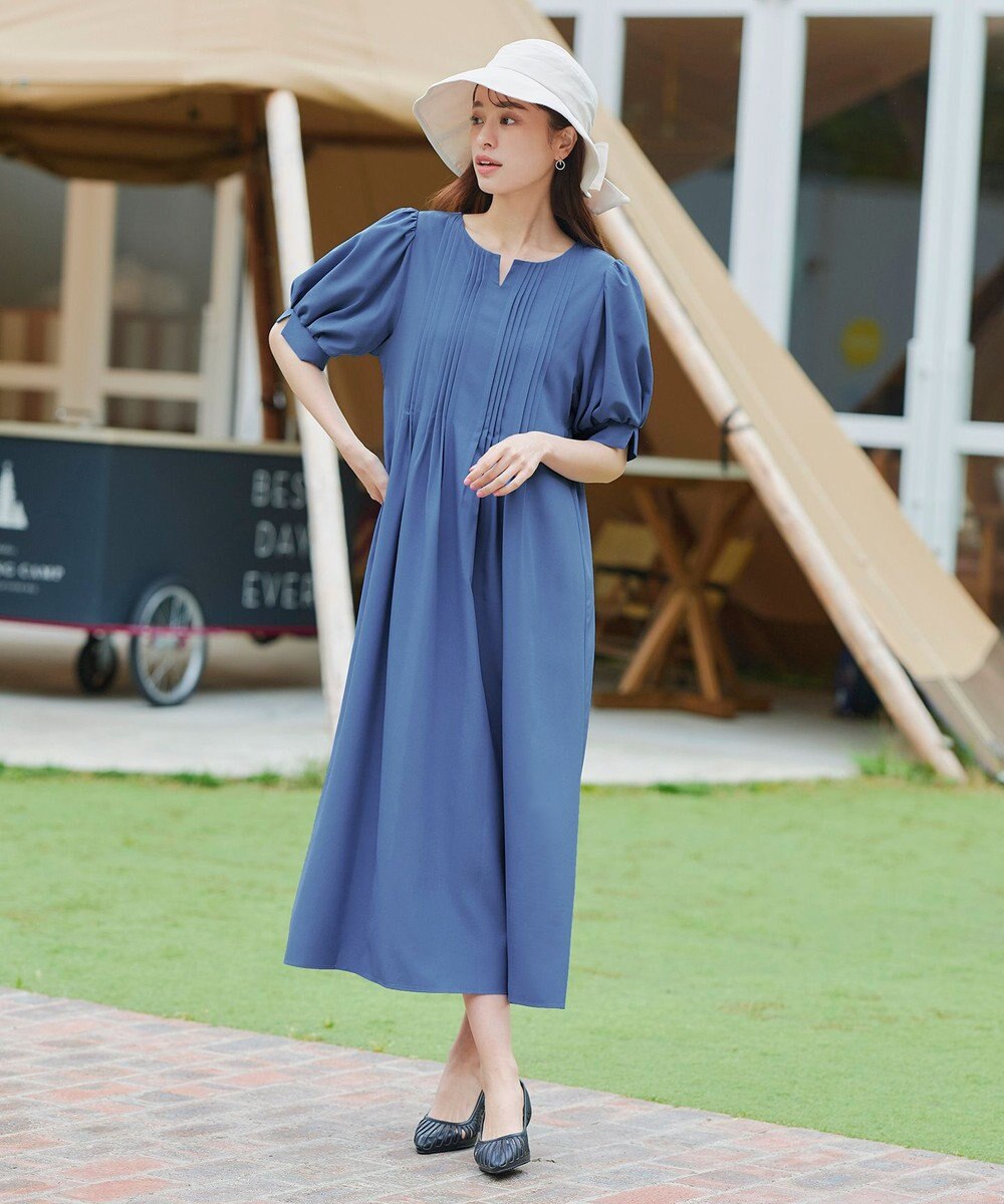 Tiaclasse 【洗える】ボリュームパフスリーブピンタックワンピース 