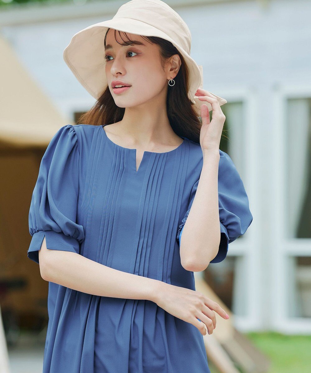 Tiaclasse 【洗える】ボリュームパフスリーブピンタックワンピース 