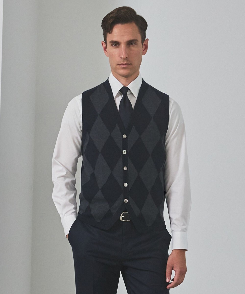 GOTAIRIKU 体温調整に【洗える/チクチクしにくい/ピリングしにくい】イタリア糸 ハイゲージ ベスト_WOOL100% 