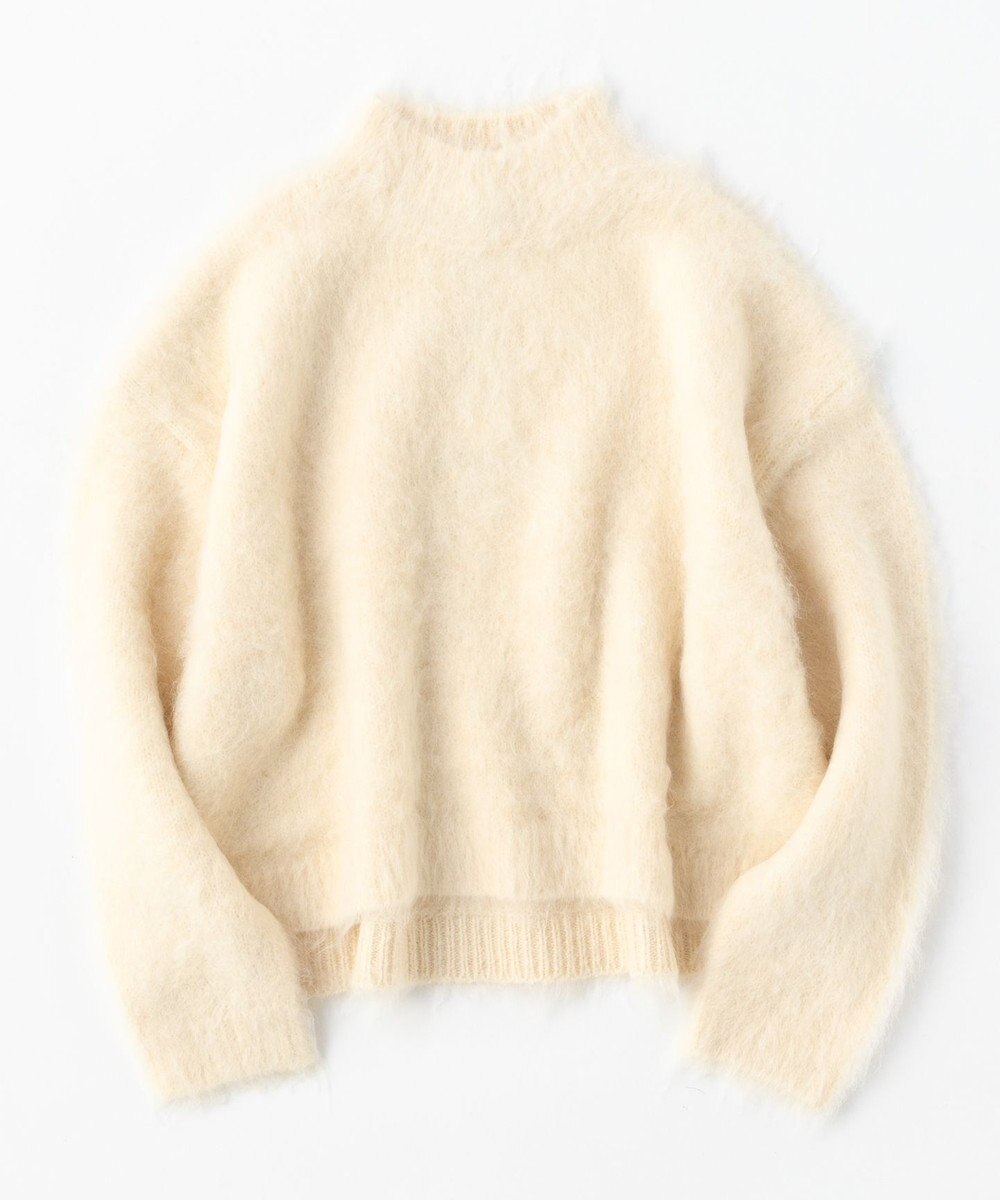 UNFILO 【洗える】アルパカシャギー ハイネッククロップドニット 