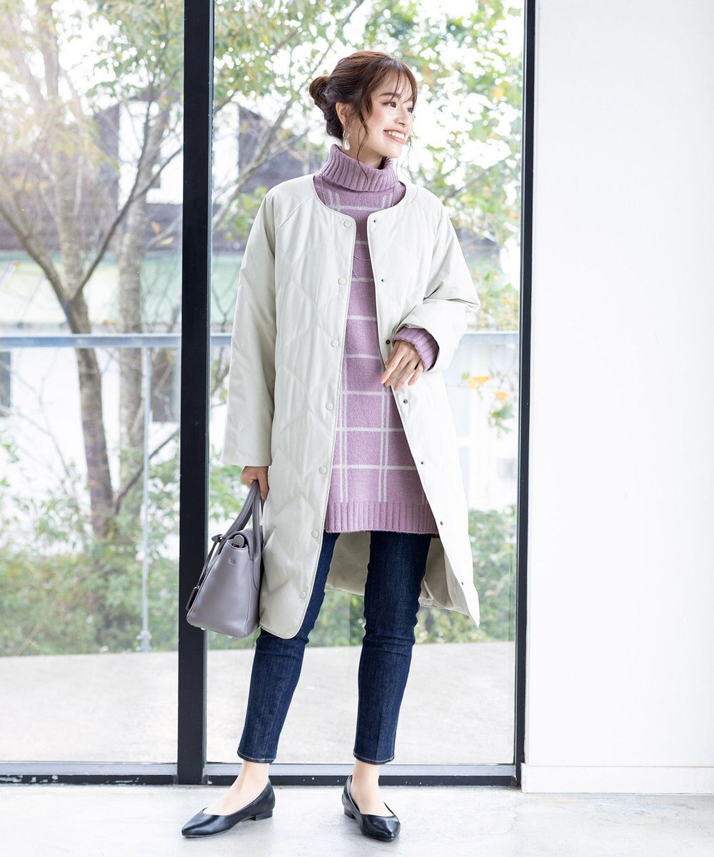 Tiaclasse 【洗える】チェックジャガードニットチュニック 