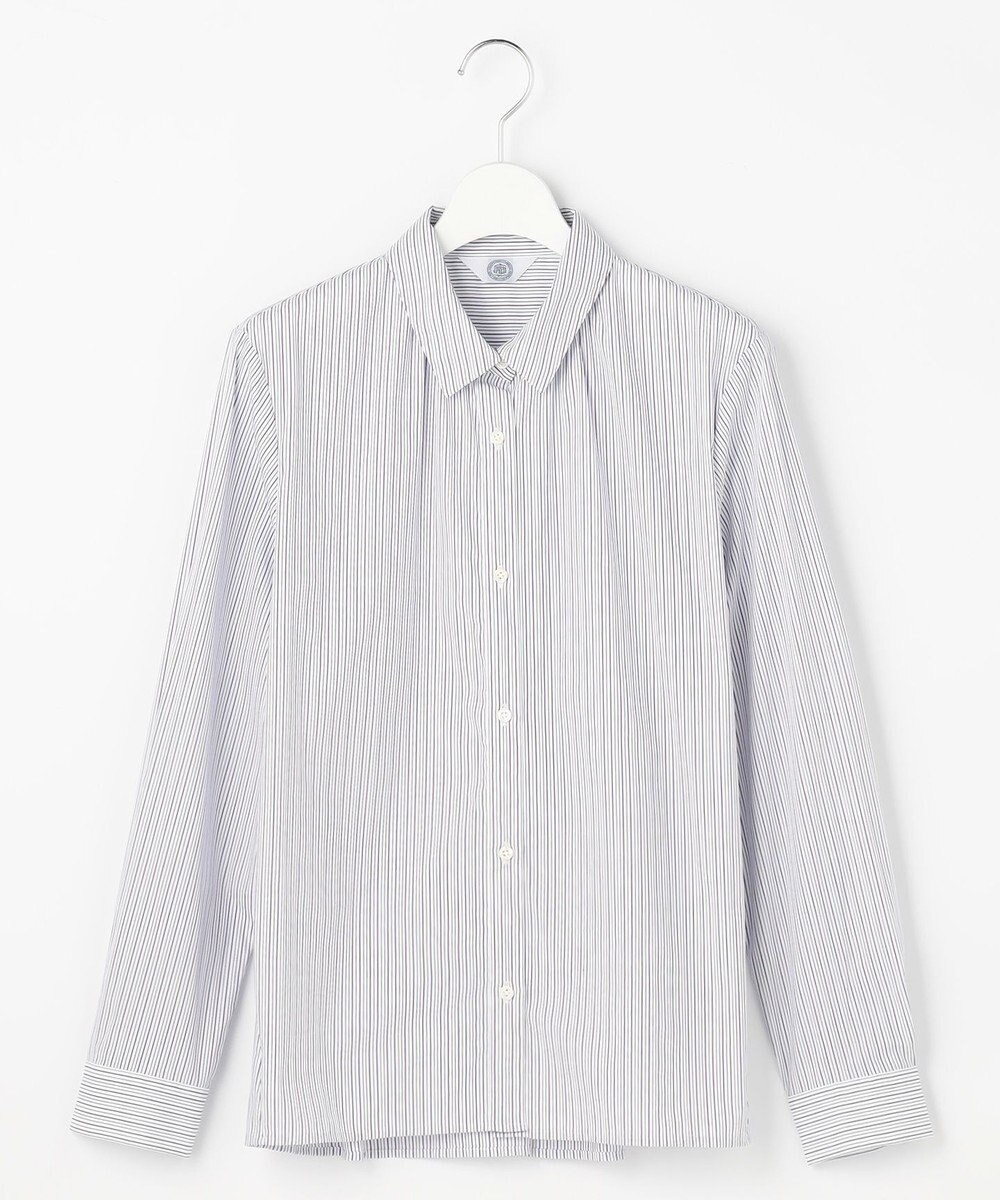 J.PRESS LADIES BEZ ドビーストライプ シャツカラー ブラウス 