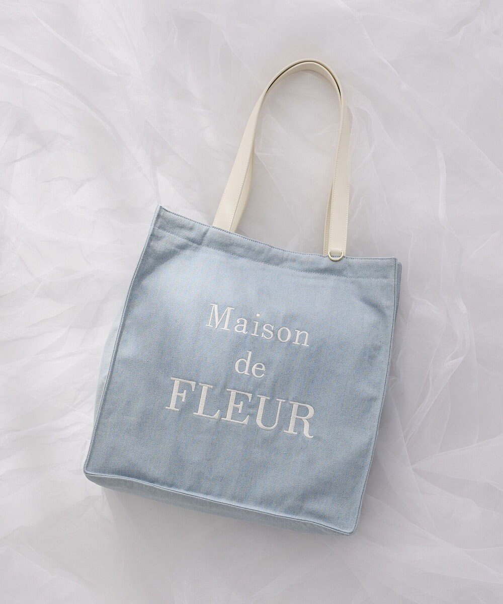 Maison de FLEUR デニムブランドロゴスクエアトートバッグ 