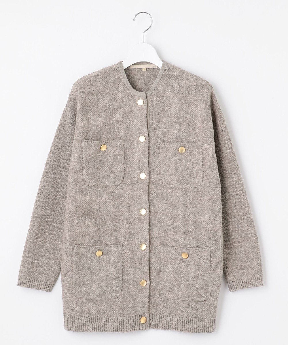 自由区 L 【洗える】テクスチャーコットンブレンド ニットアウター 