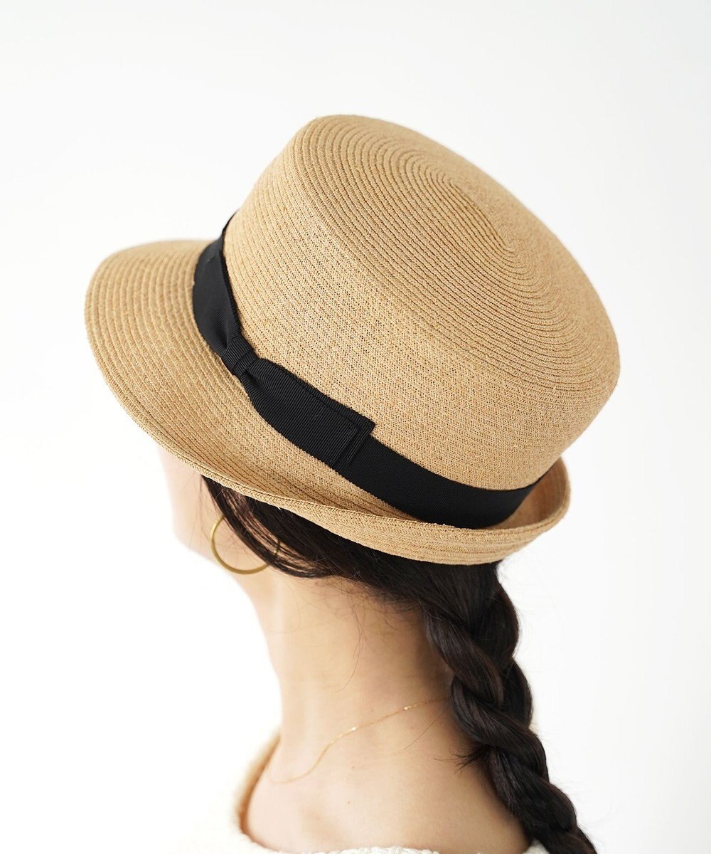 石田製帽 【サイズ調整可】ラフィアブレード　角クロッシェ　ハイバックハット 