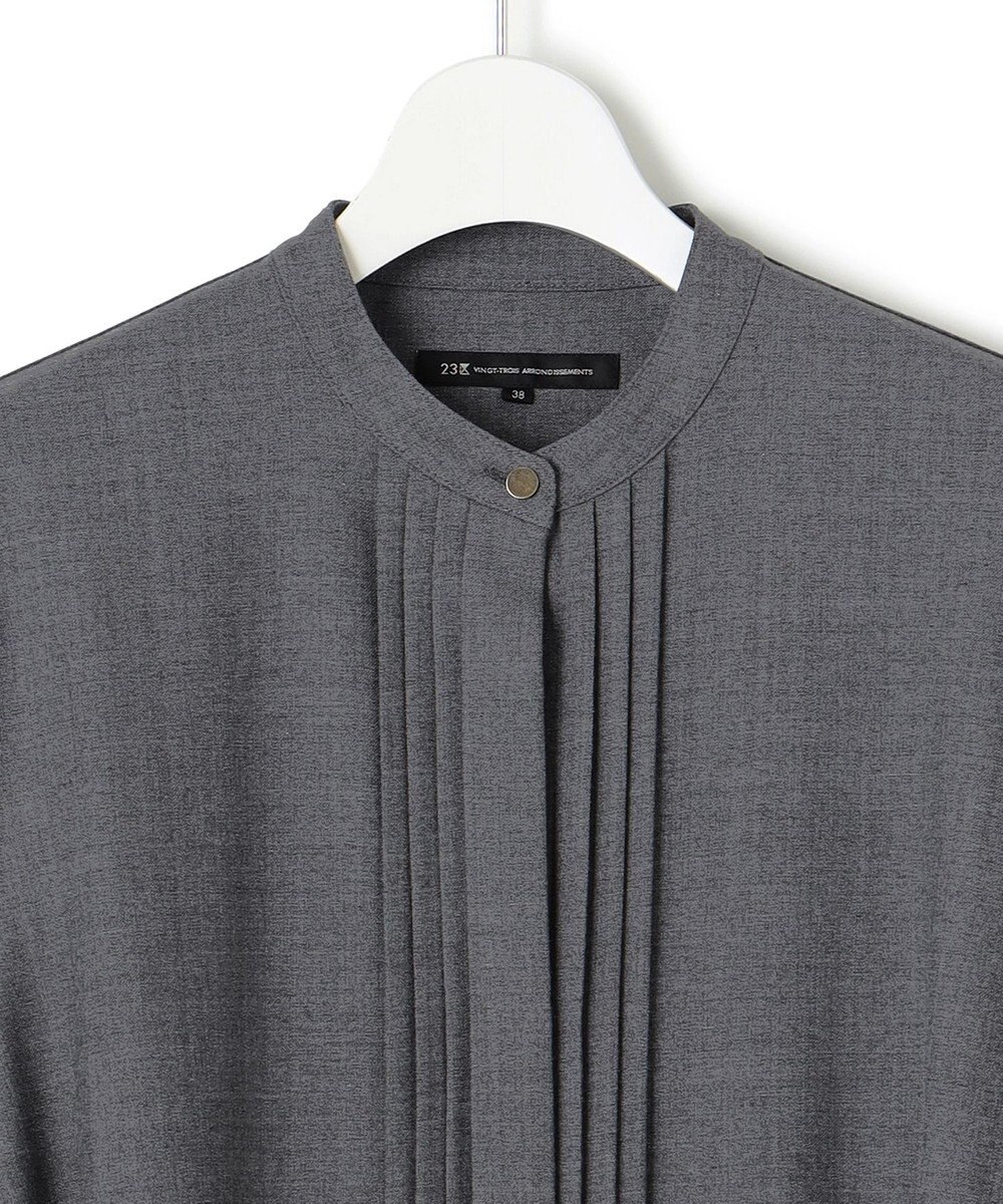 23区 【洗える】ウールストレッチツイル シャツワンピース 