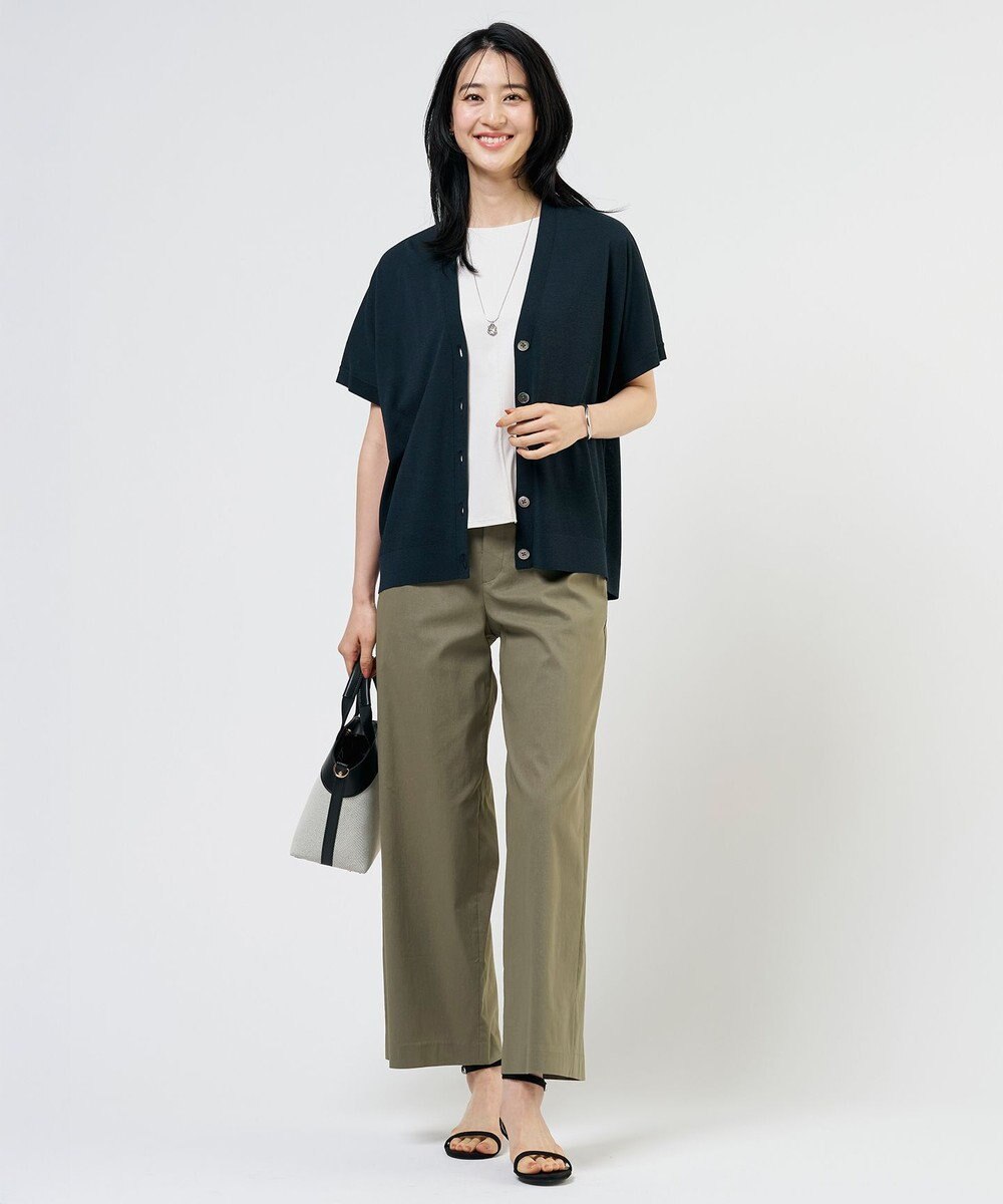 J.PRESS LADIES 【人気素材】セルロースリネンストレッチ セミワイド パンツ 