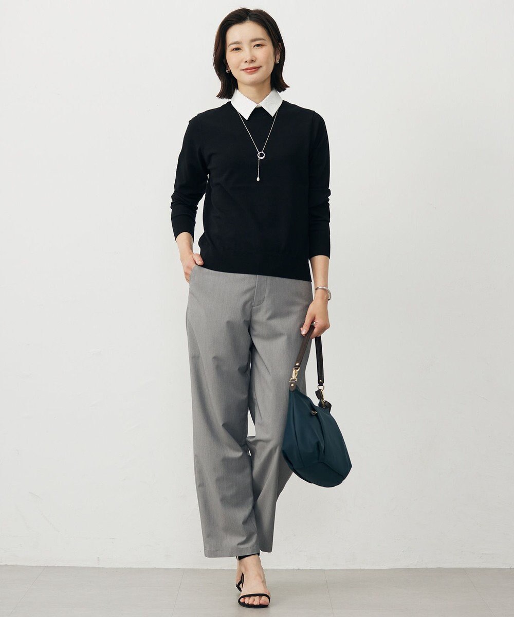 J.PRESS LADIES L SOFTシャンブレー テーパード パンツ 