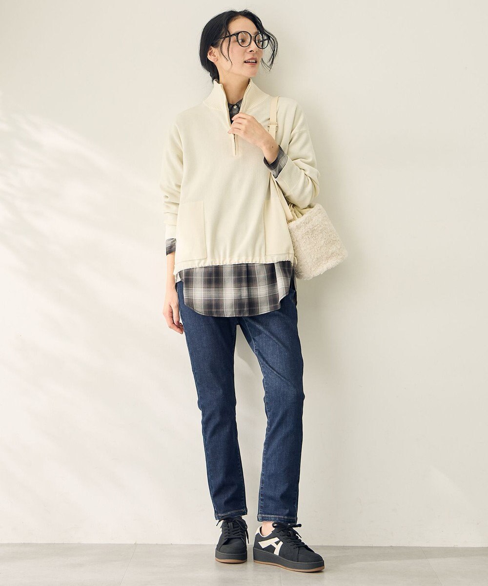 ANY L スウェットライクハーフジップニット 