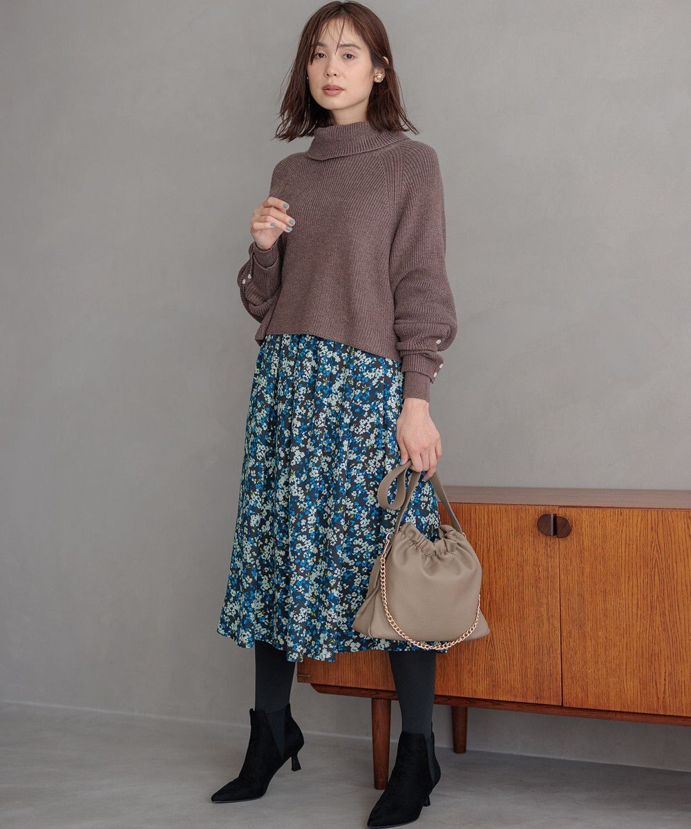 組曲 ニュアージュフラワープリント スカート 