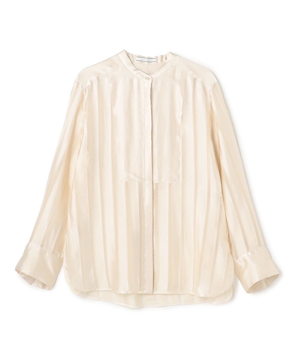 BEIGE， HAUYNITE / シアーストライプバンドカラーブラウス 