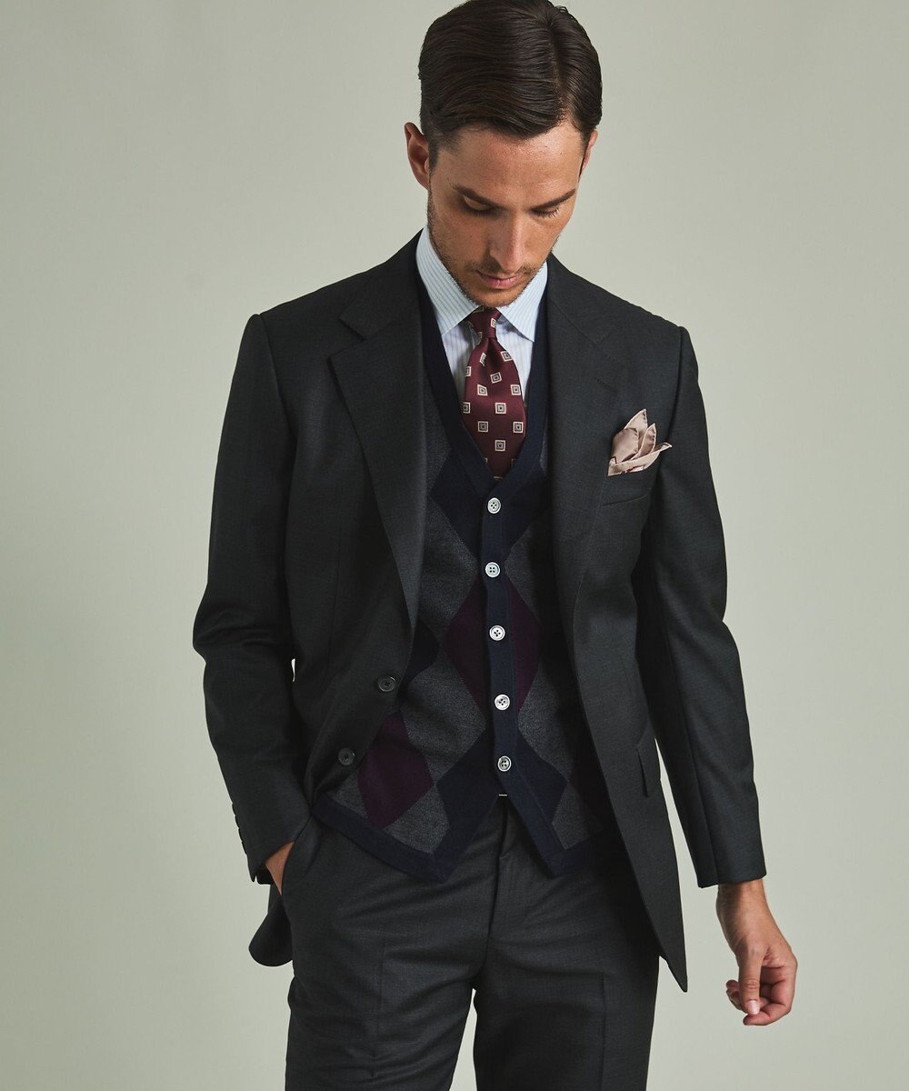 GOTAIRIKU 【家庭洗濯可能】イタリア糸 ハイゲージ ベスト 