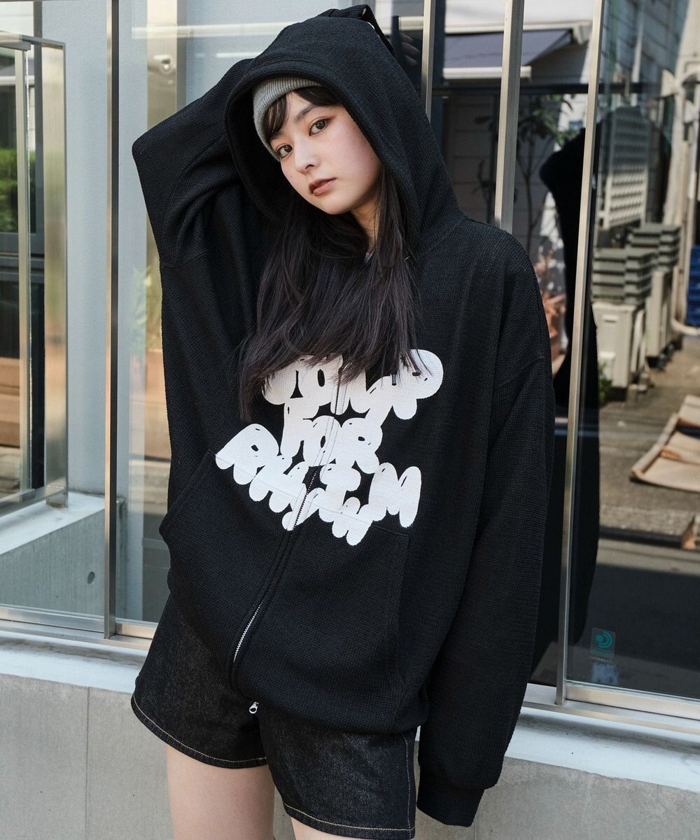 WEGO 【ユニセックス着用ITEM/MLサイズ展開】メッシュロゴジップパーカー 