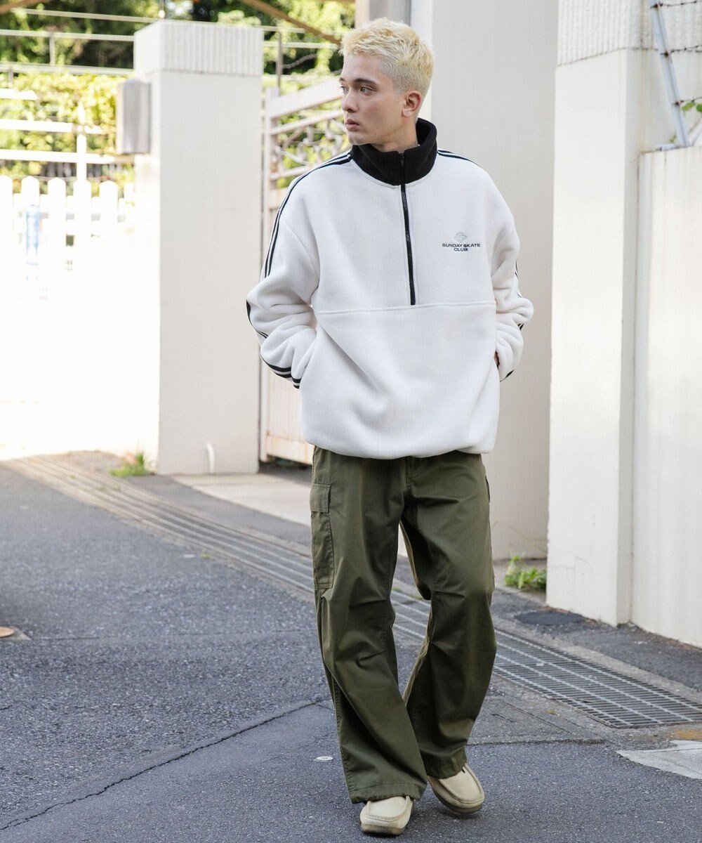 WEGO フリース ワンポイントハーフZIPプルオーバー 