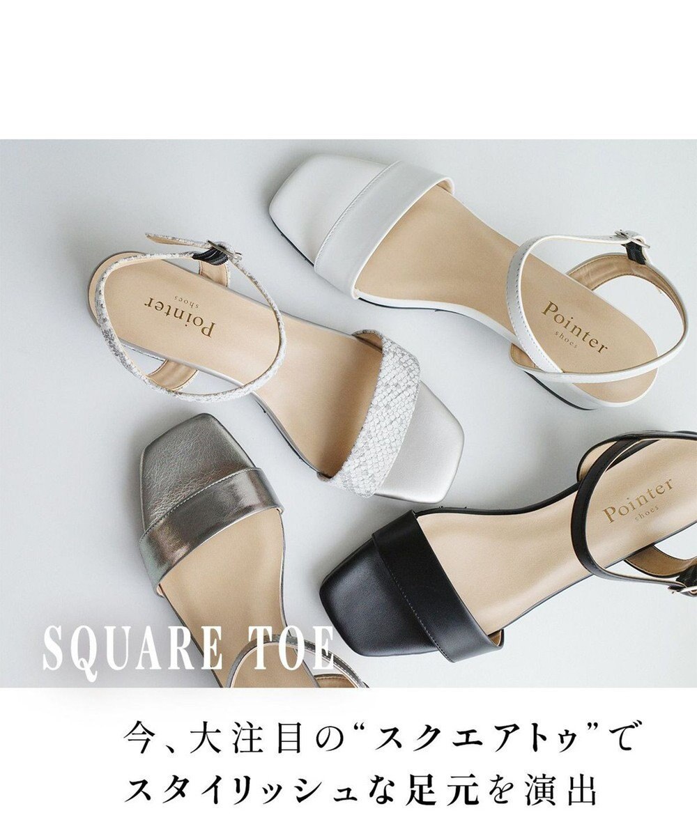 Pointer 日本製 本革スクエアトゥサンダル 