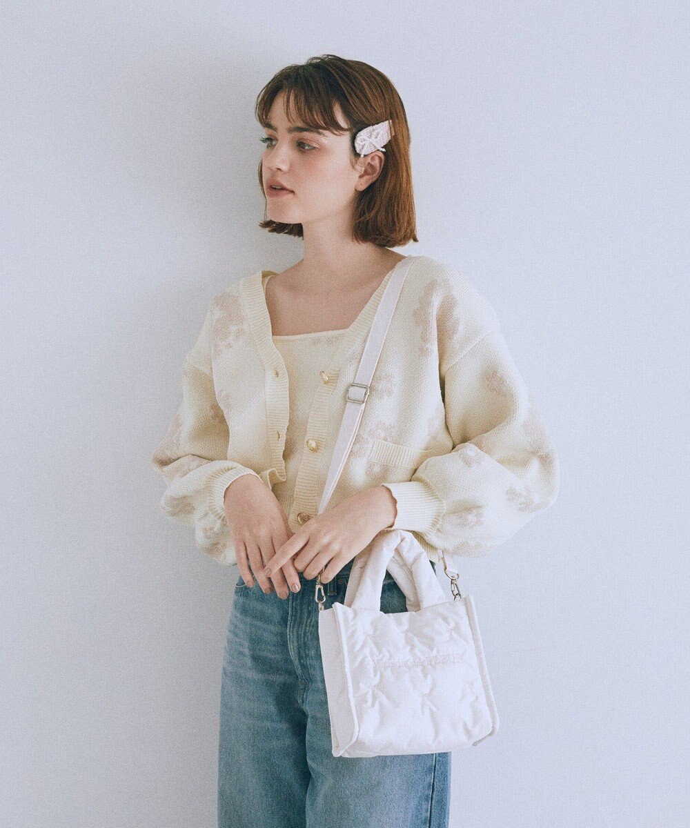 Maison de FLEUR リボン刺繍パファー2Wayトートバッグ 