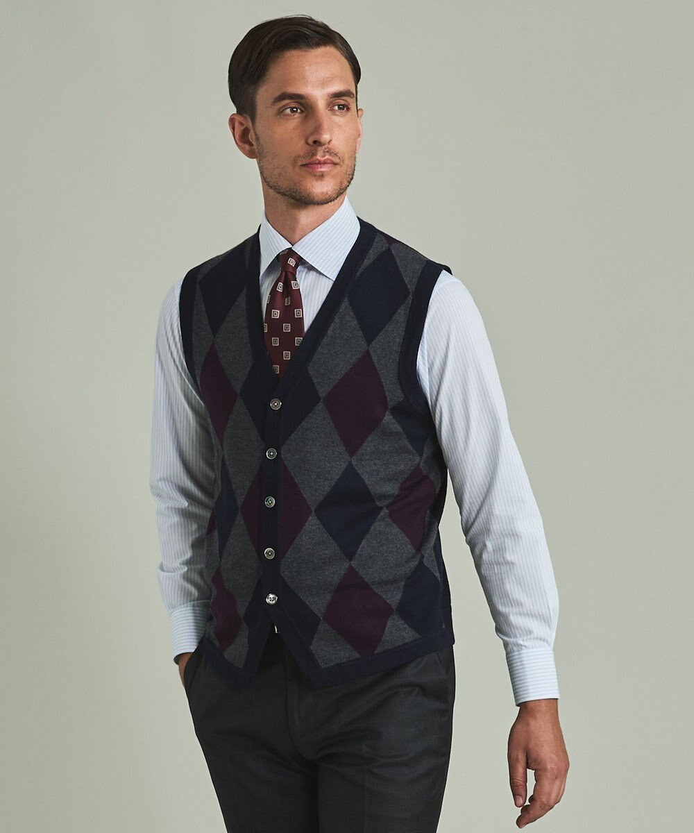 GOTAIRIKU 【家庭洗濯可能】イタリア糸 ハイゲージ ベスト 