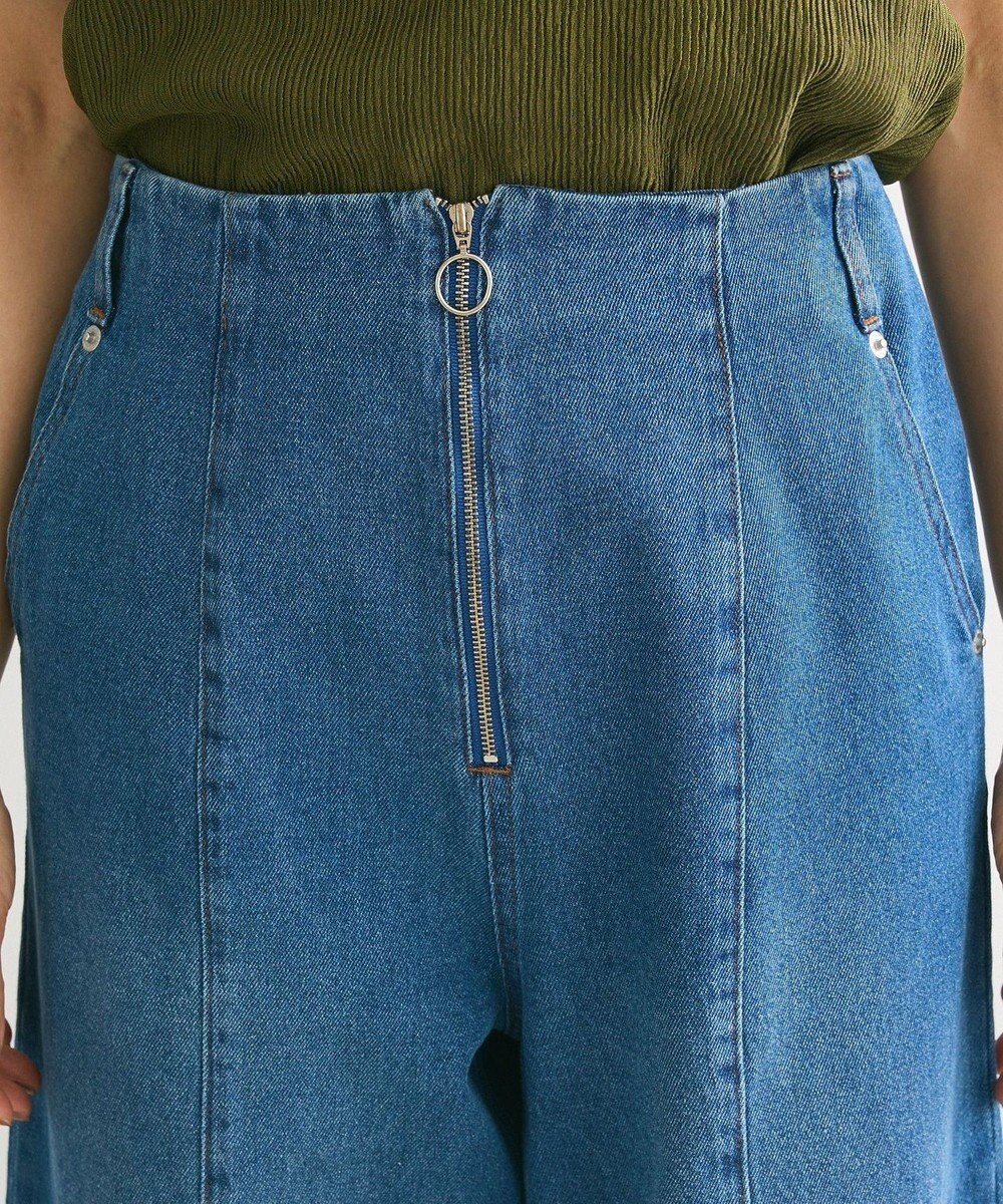 Green Parks ・ＳＵＧＡＲ　ＳＰＯＯＮデニムハイウエストワイドパン 