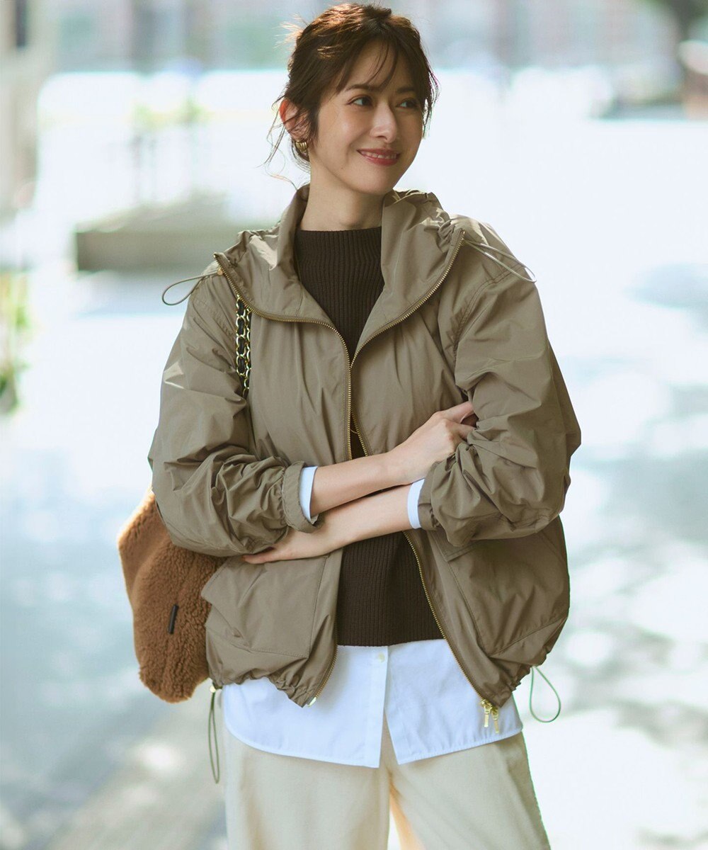 23区 L 【撥水加工】ソフトメモリータフタ スタンドネック ブルゾン 