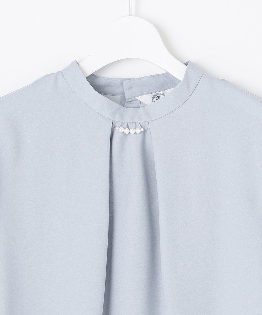 J.PRESS LADIES L 【洗える】ヌーディスバックサテン スタンドカラー ブラウス 