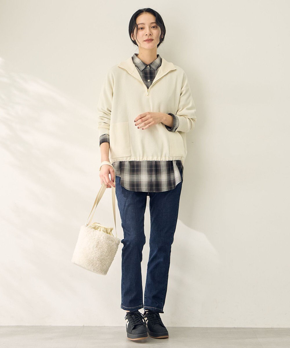 ANY L スウェットライクハーフジップニット 