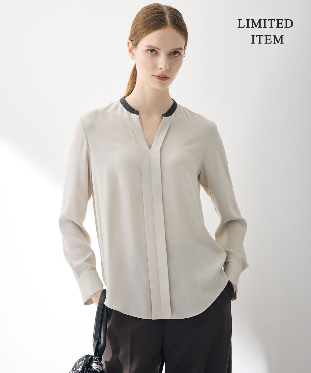 ICB L 【6/12-6/28期間限定・受注生産・WEB限定】BackSatinAmunzen キーネックブラウス 