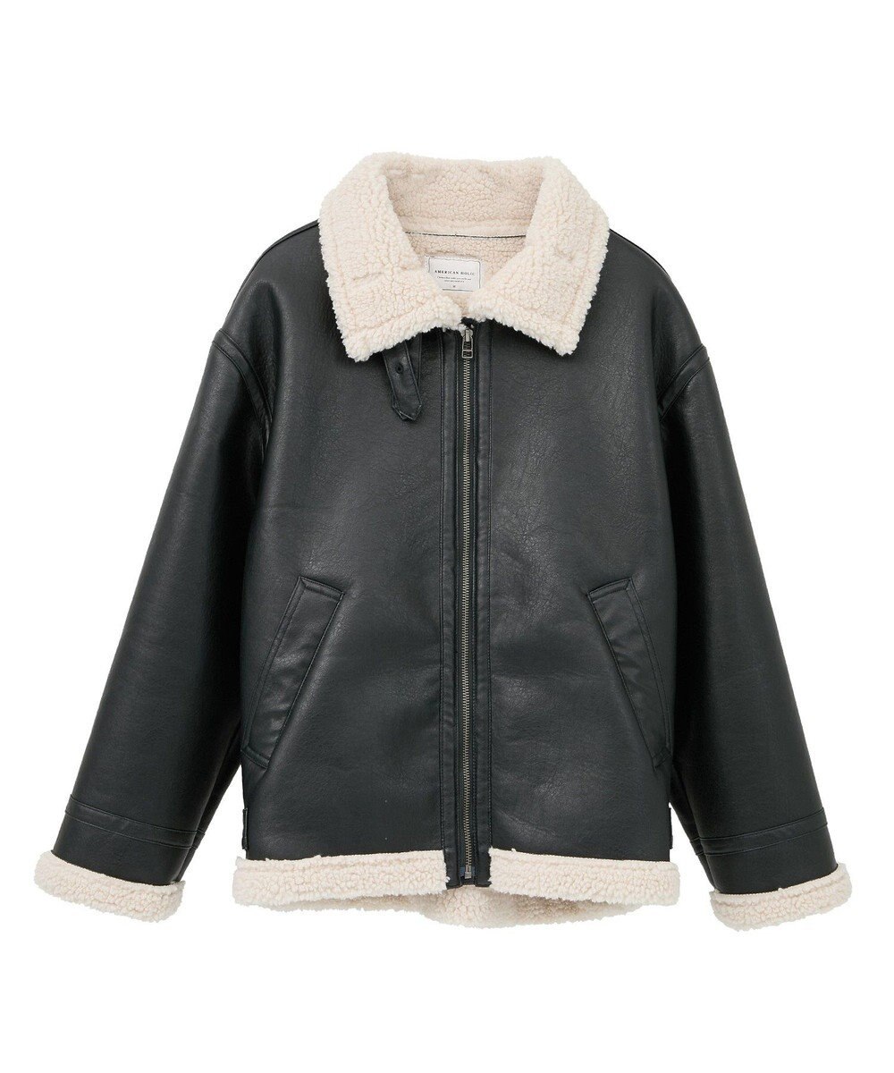 AMERICAN HOLIC ボアフェイクレザーブルゾン 