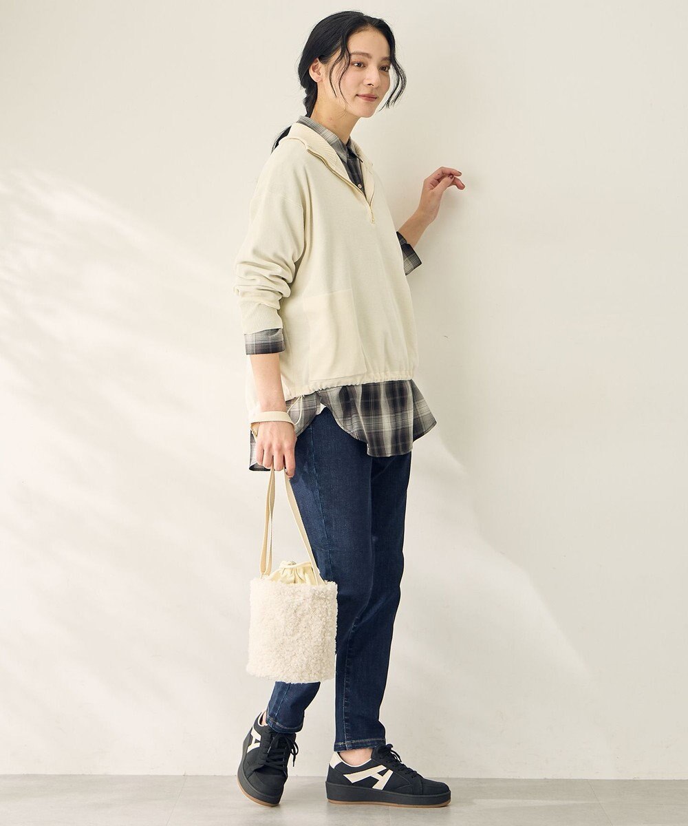 ANY L スウェットライクハーフジップニット 