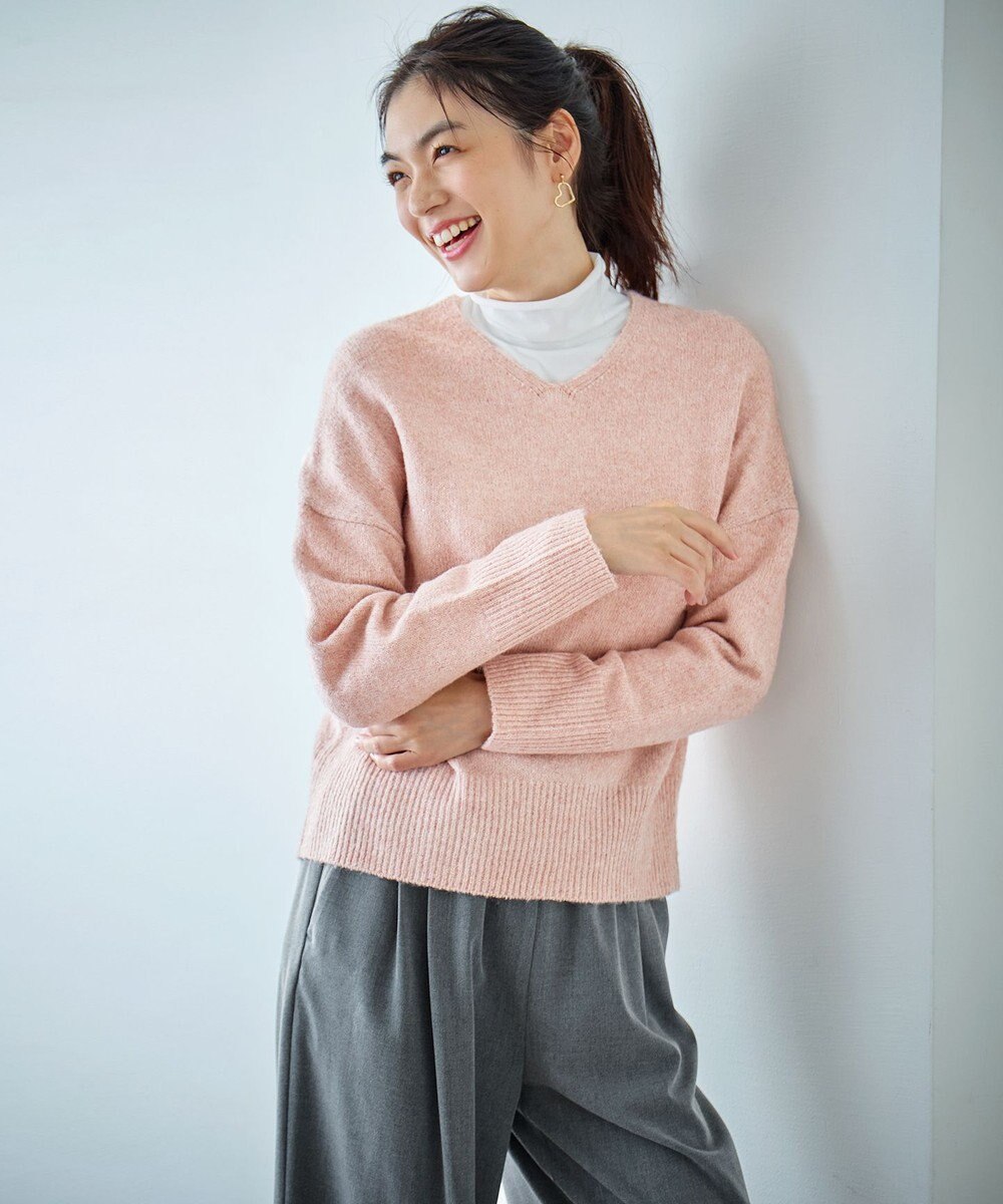 ANY シャイニースパンコールVネックニット 