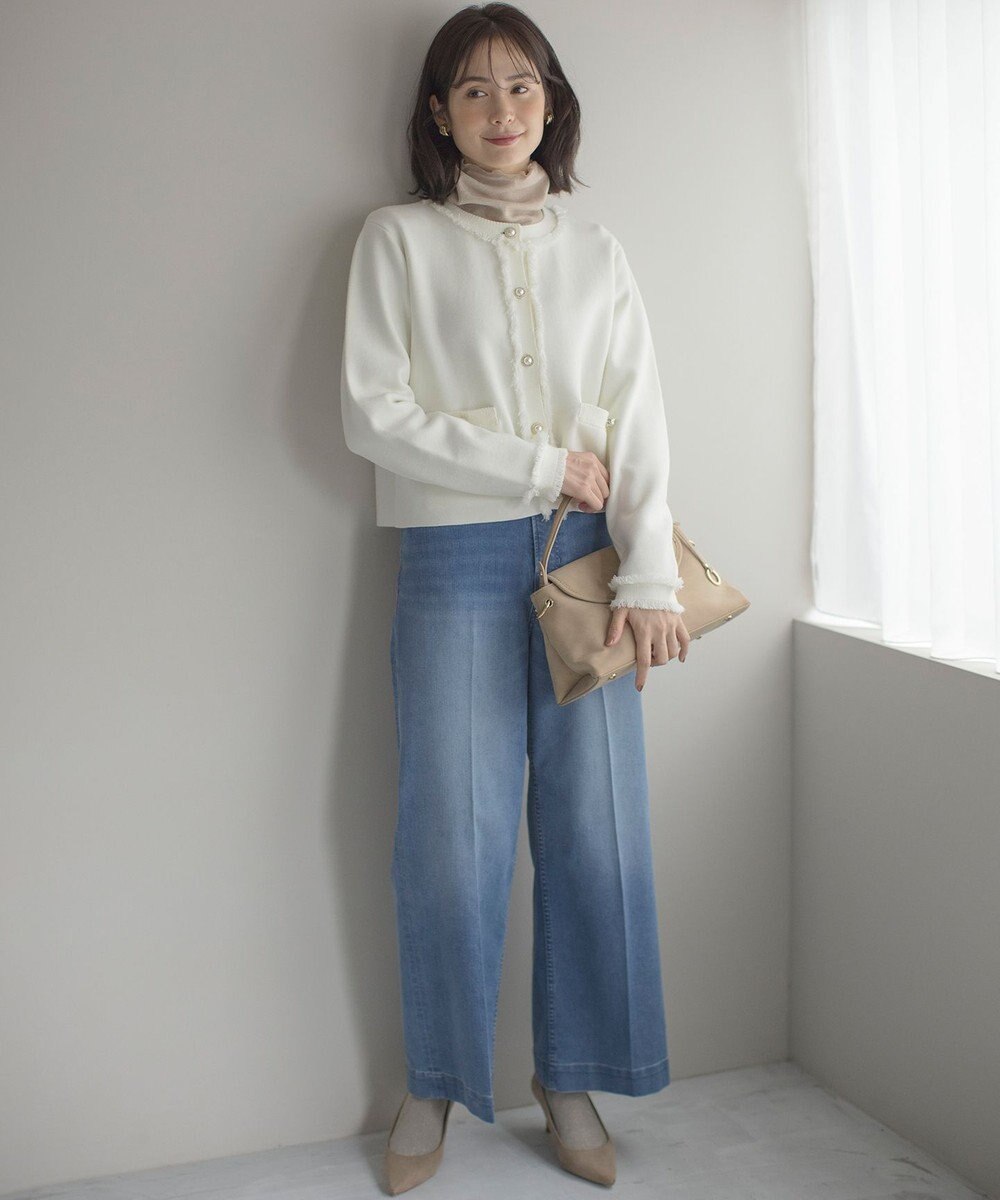 組曲 ビジューボタンニットジャケット 