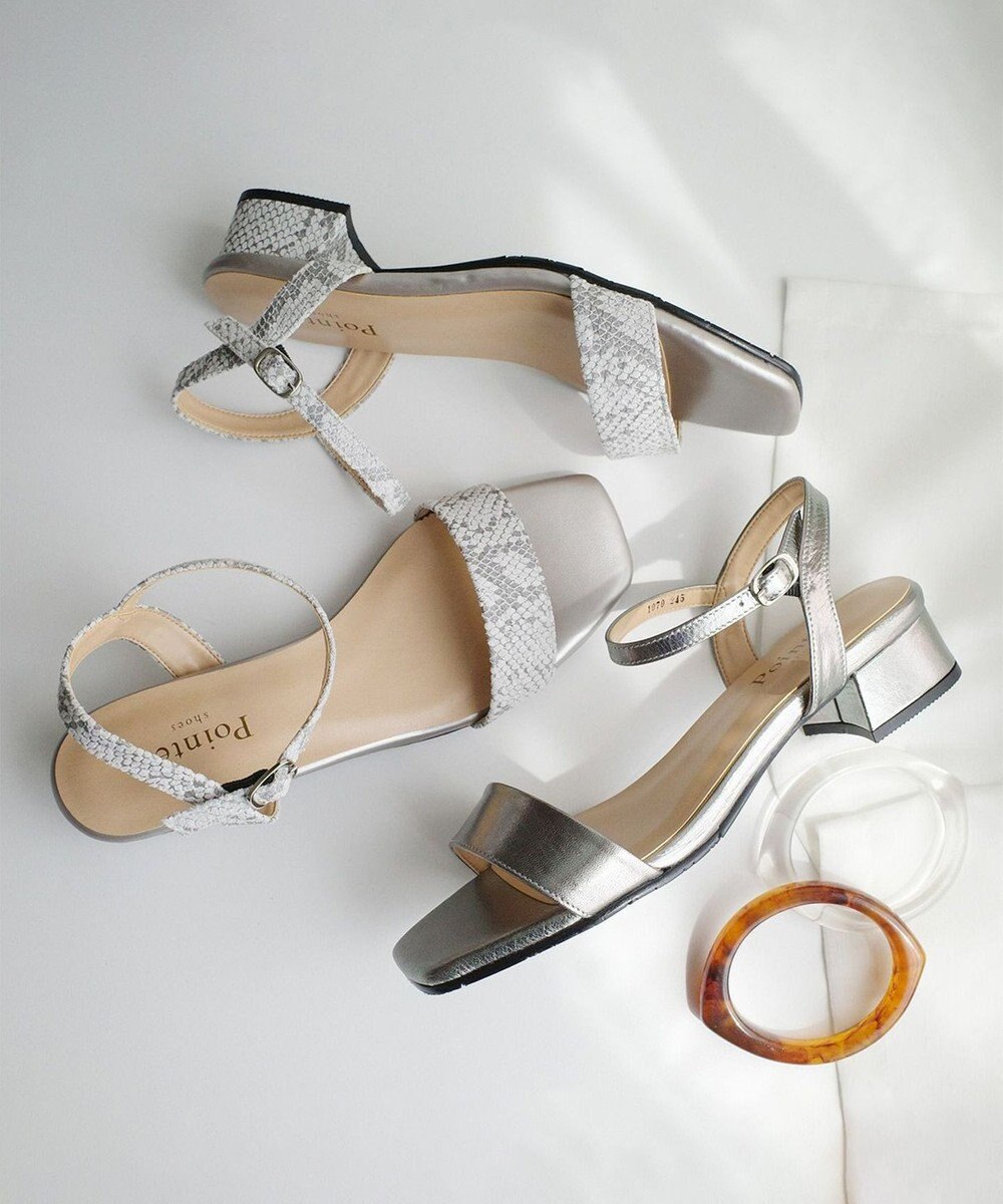 Pointer 日本製 本革スクエアトゥサンダル 