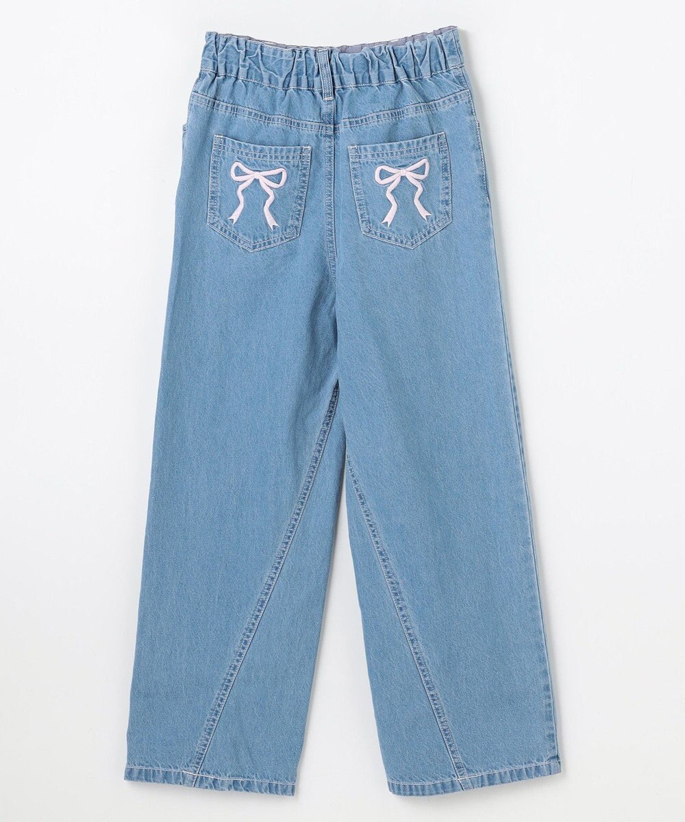 ANY KIDS 【一部店舗/WEB先行販売アイテム】【洗濯機可能】刺繍 ワイドデニムパンツ 